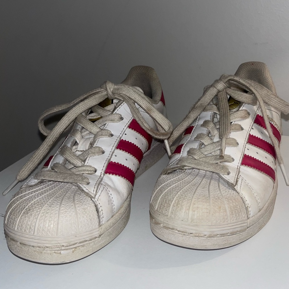 Adidas Superstar Sneakers – Pink & White, Size 4 - Picture 3 of 5